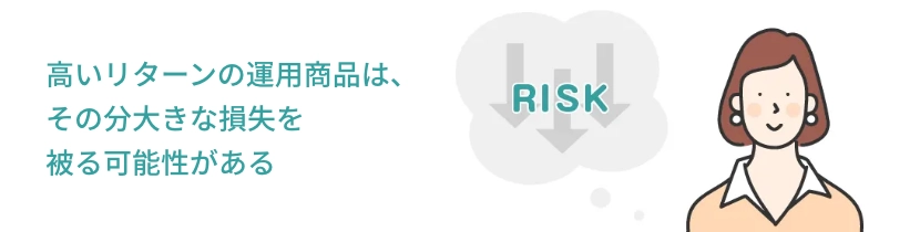 高いリターンの運用商品は、 その分大きな損失を 被る可能性がある