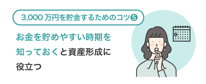 3000万円を貯金するためのコツ⑤お金をためやすい時期を知っておくと資産形成に役立つ